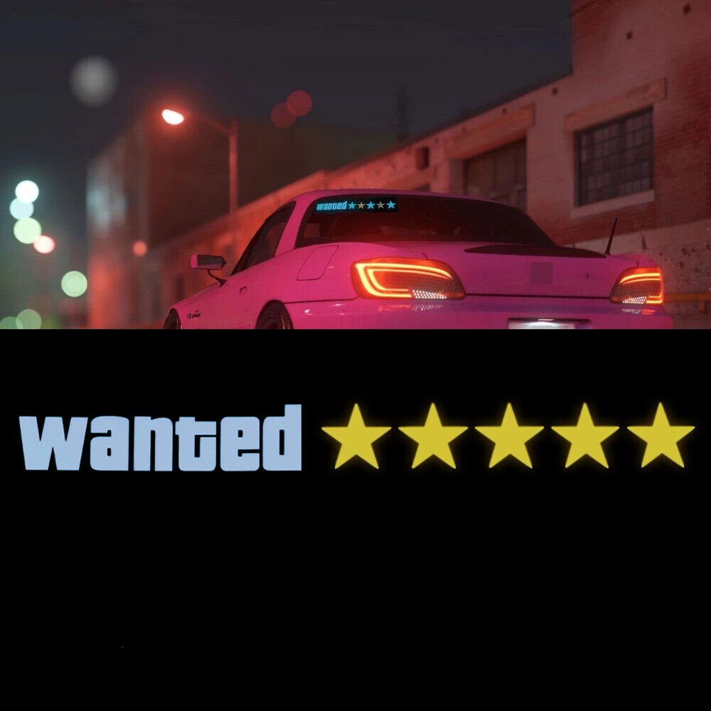 5 Stars Wanted Level Led Window/Windshield Sticker - shift-knoobs