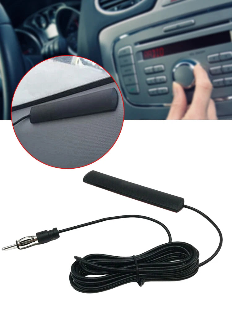 DC 5-12V Car Hidden Amplified Antenna 3 Meter Car Electronic Radio Antenna Car Radio Patch Aerial for Car Truck Motorcycle Boat