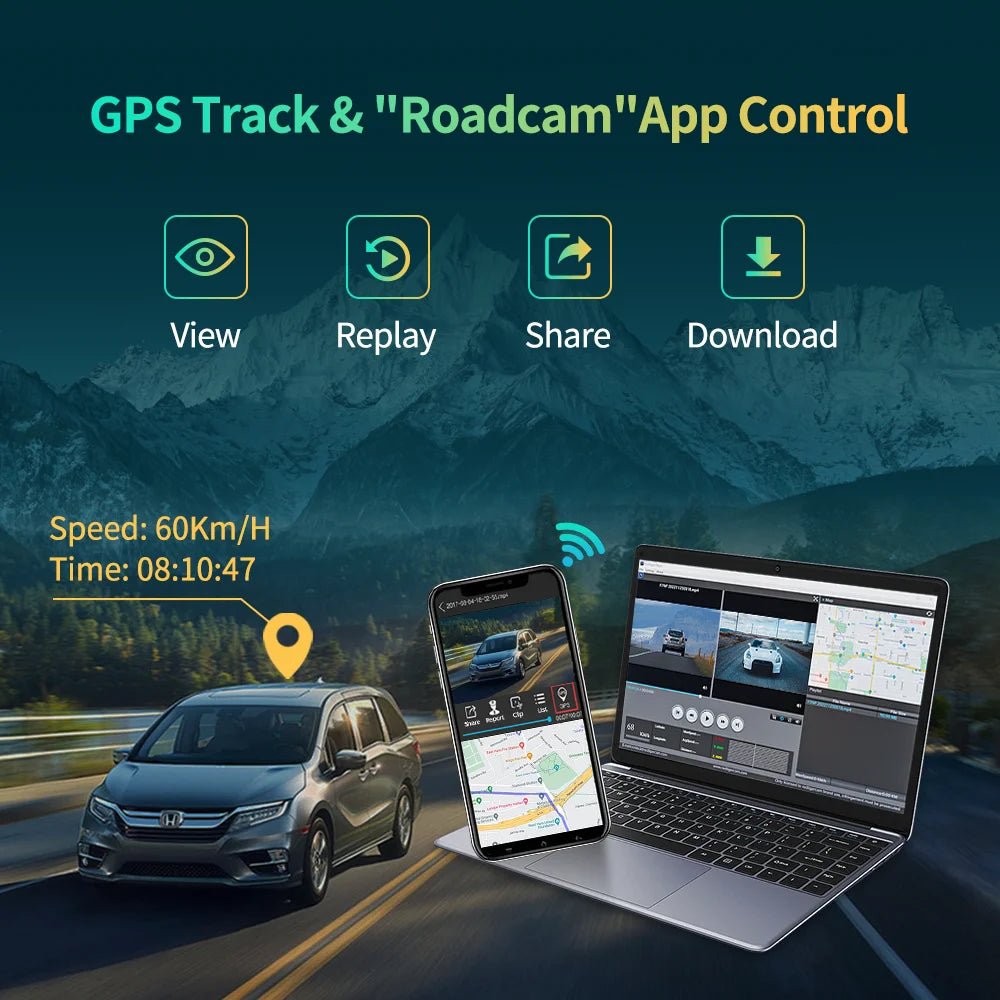 Imagebon 10.26" 4K ADAS Wireless CarPlay & Android Auto Dash Cam Night Vision 24h Park Monitoring Loop Recording GPS FM Car DVR - shift - knoobs