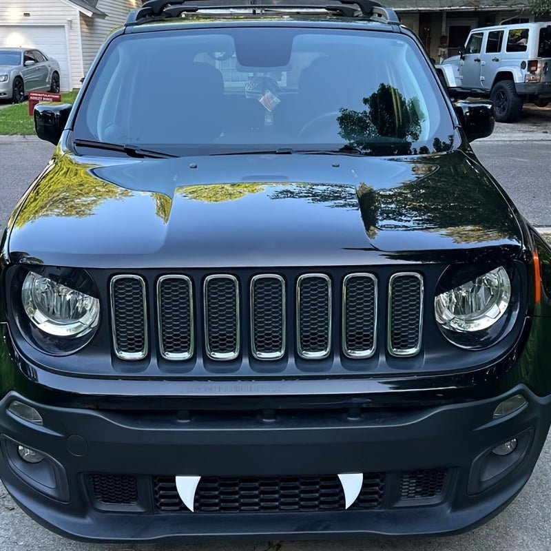 Vampire Teeth Design Polypropylene Fang Grille Inserts for Vehicle Bumper - Halloween Decor Accents (No Installation Hardware Included) - shift - knoobs