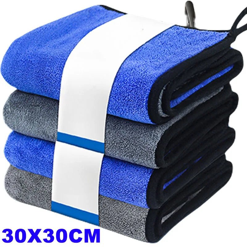 1 - 4pcs Microfiber Car Washing Towel Soft Quick Drying Windows Mirrors Wiping Rags Home Double Layer Cleaning Cloths 500GSM - shift - knoobs