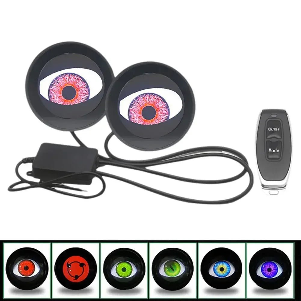 12V Remote Control Eyes Dynamic Devil Eyes LED Car Lights 2 Inch Retrofit Kits Headlight Assembly Auto Accessories Bi Led Lenses - shift - knoobs