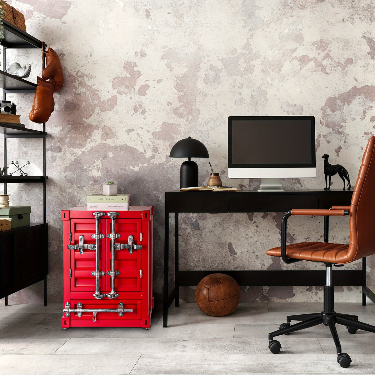 1pc 1 Door/2 Door Industrial Container, Side Table, Retro Bedside Table, Storage Cabinet With Door And Lock - shift - knoobs