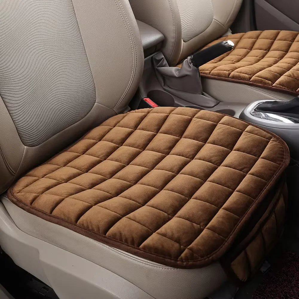 1pc New single piece backless plush car seat cushion for all seasons, non - slip and free of binding - square - shift - knoobs