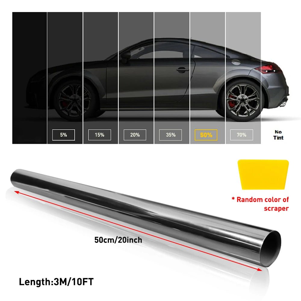 1Roll 3m*50cm Uncut Car Window Foils Tint Film 35% 50% Percent VLT Window Tint Film Glass Sticker Sun Shade Film DIY Universal - shift - knoobs