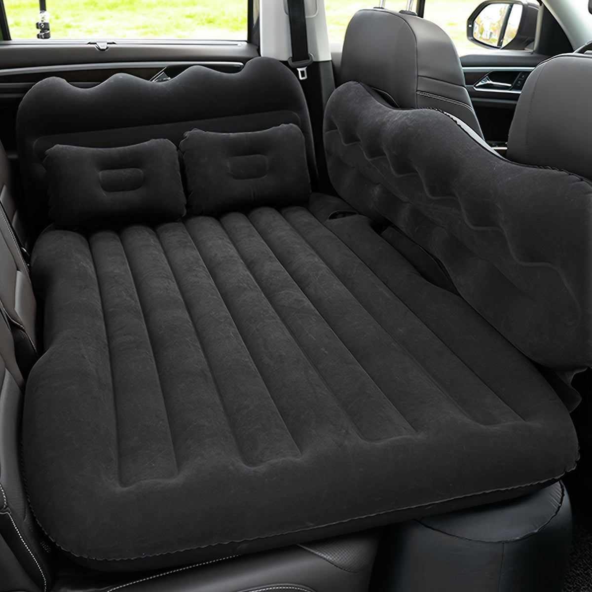 2 - Pillow Car Seat Cushion Set - Soft, Lightweight, Inflatable Trunk Mat with Air Pump for SUV, Sedan, Pickup Back Seat - Comfortable Sleeping Solution for Long Road Trips - shift - knoobs
