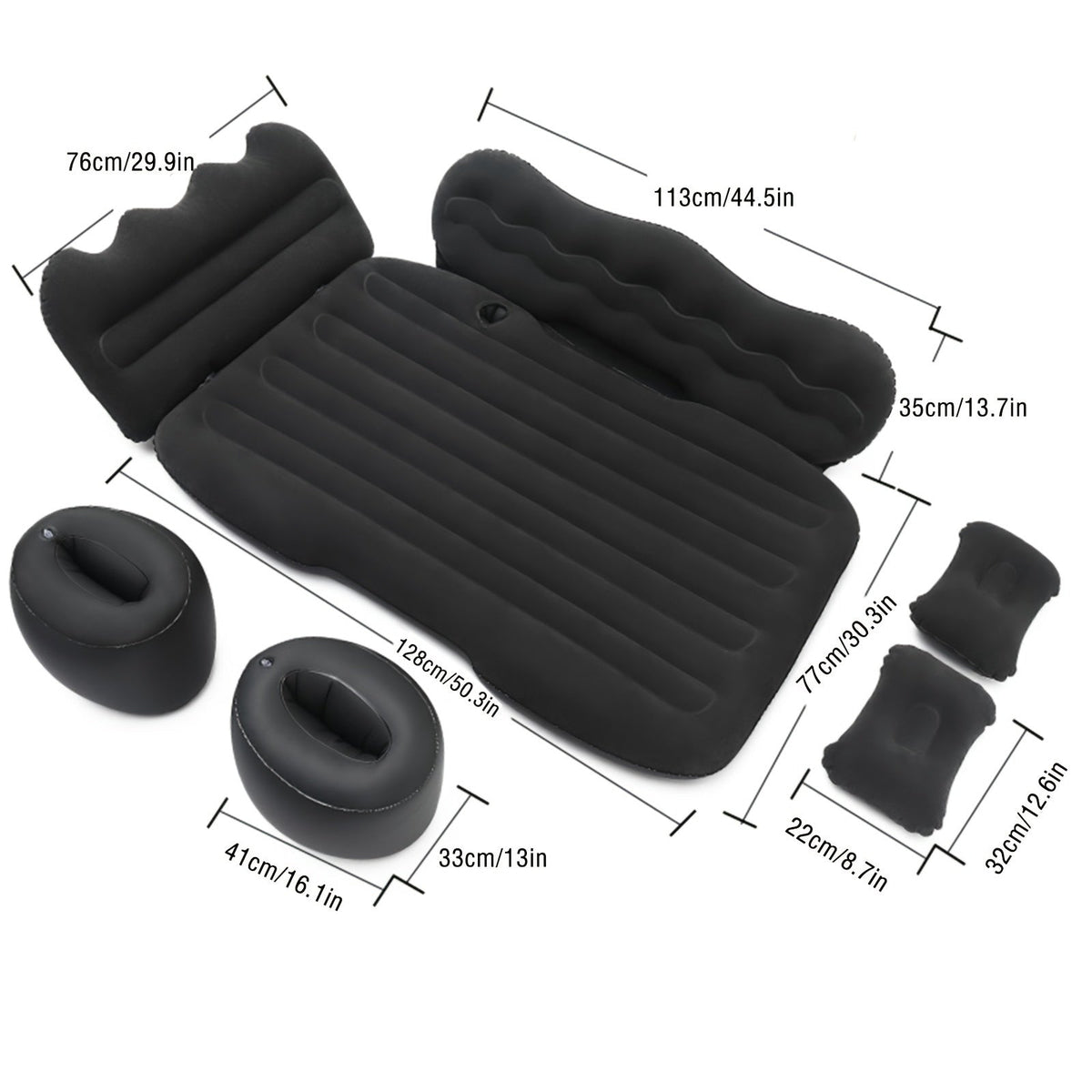 2 - Pillow Car Seat Cushion Set - Soft, Lightweight, Inflatable Trunk Mat with Air Pump for SUV, Sedan, Pickup Back Seat - Comfortable Sleeping Solution for Long Road Trips - shift - knoobs