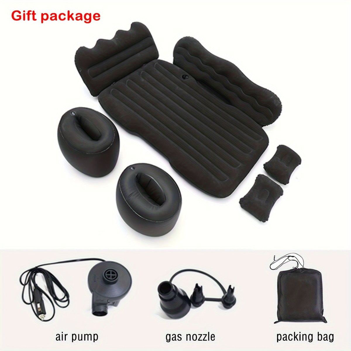 2 - Pillow Car Seat Cushion Set - Soft, Lightweight, Inflatable Trunk Mat with Air Pump for SUV, Sedan, Pickup Back Seat - Comfortable Sleeping Solution for Long Road Trips - shift - knoobs