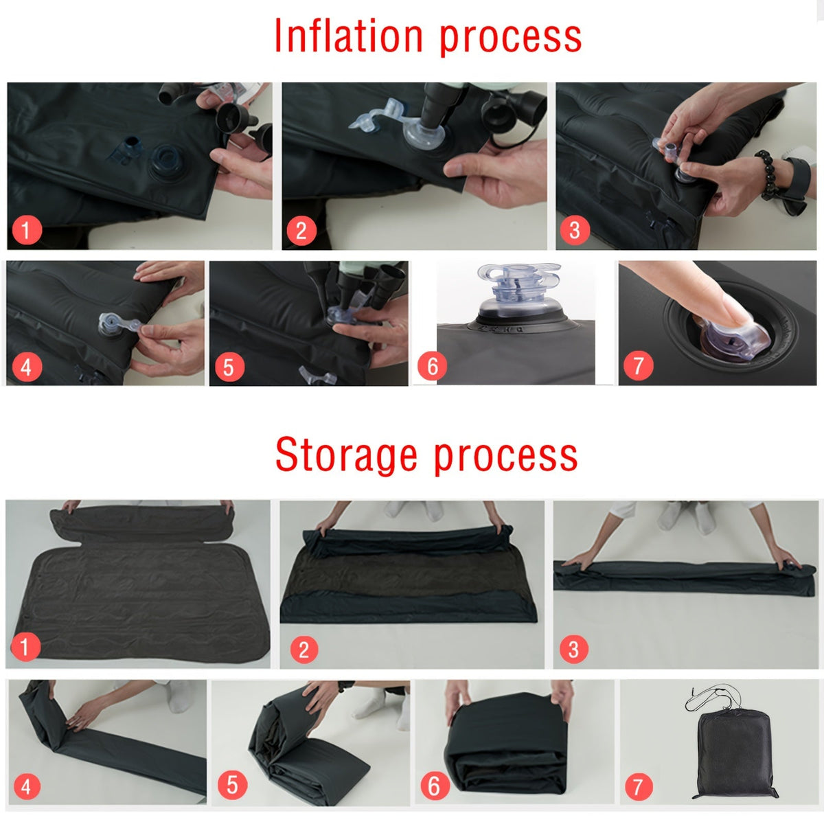 2 - Pillow Car Seat Cushion Set - Soft, Lightweight, Inflatable Trunk Mat with Air Pump for SUV, Sedan, Pickup Back Seat - Comfortable Sleeping Solution for Long Road Trips - shift - knoobs