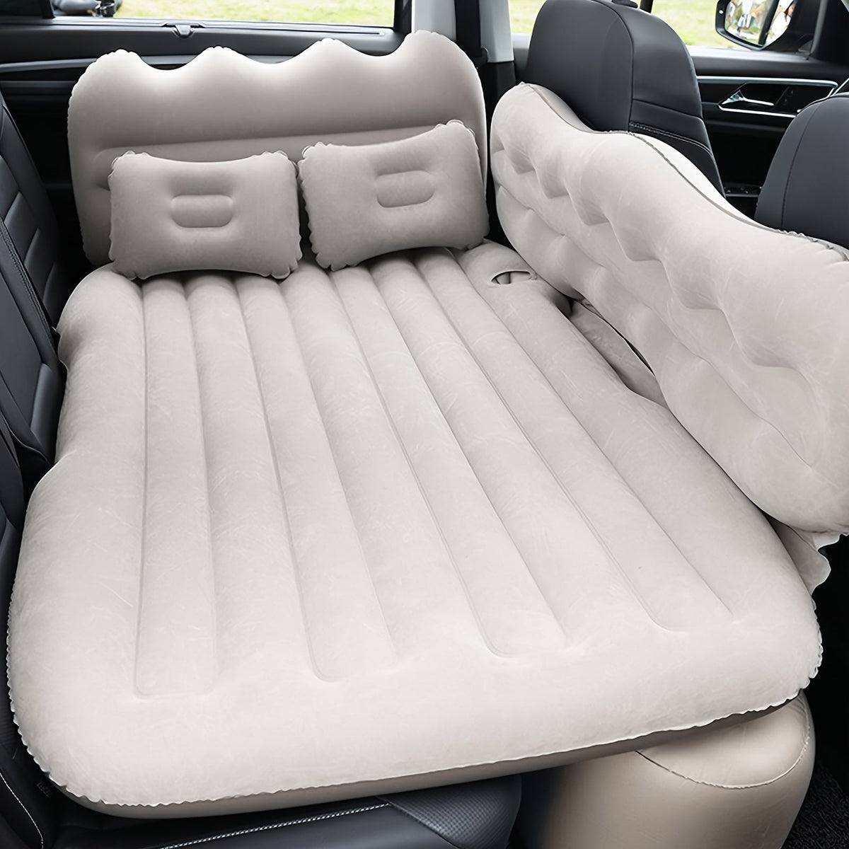 2 - Pillow Car Seat Cushion Set - Soft, Lightweight, Inflatable Trunk Mat with Air Pump for SUV, Sedan, Pickup Back Seat - Comfortable Sleeping Solution for Long Road Trips - shift - knoobs