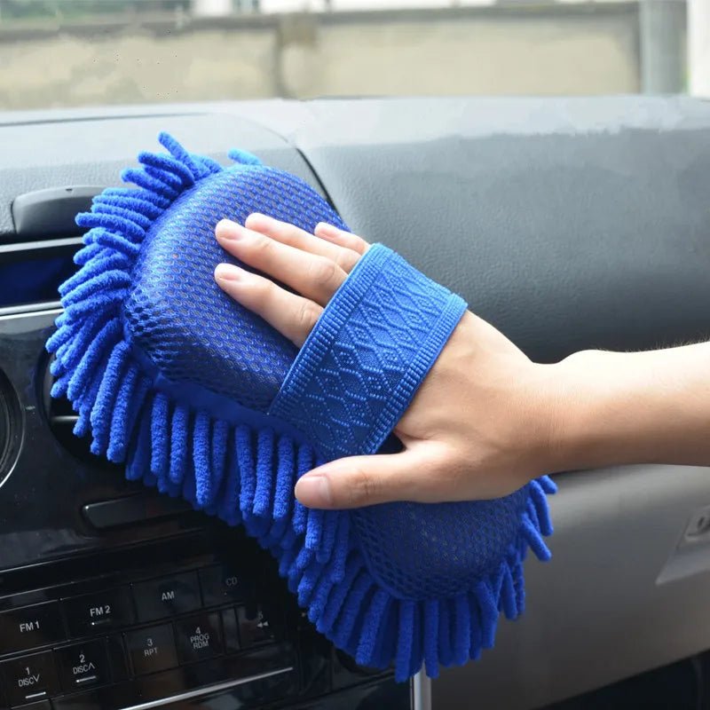 2Pcs Car Cleaning Brush Cleaner Tools Microfiber Car Washer Sponge Cleaning Washing Towel Auto Gloves Car Washing Accessories - shift - knoobs