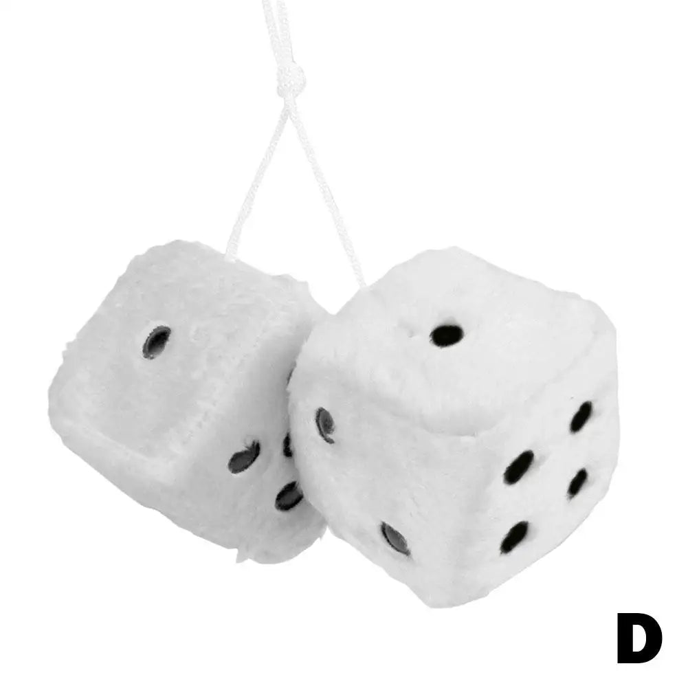 2pcs Plush Dice Car Pendant Plush Toy Cube Pendant Car Ornament Sieve Anime Car Decoration Accessories Auto Pendant - shift - knoobs
