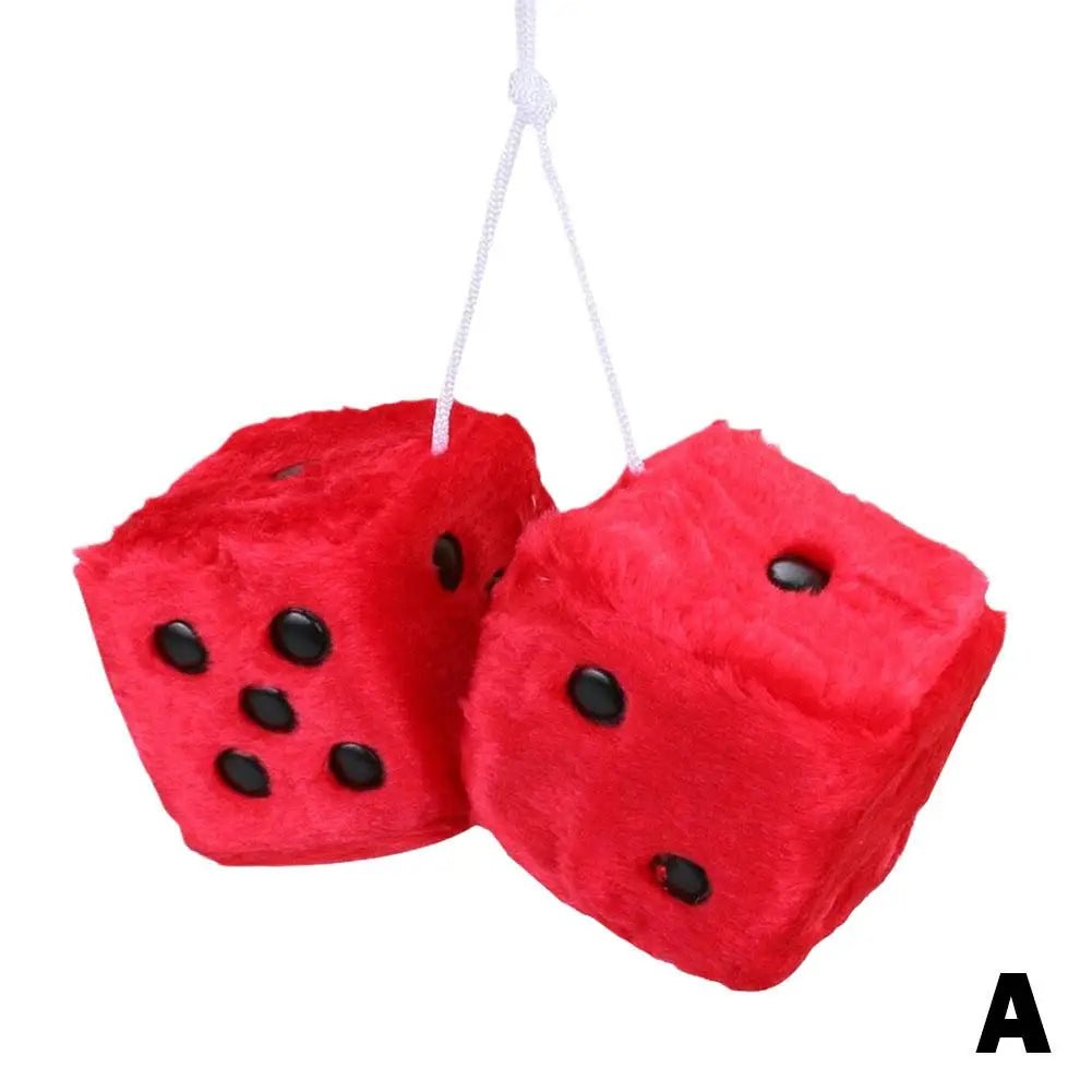 2pcs Plush Dice Car Pendant Plush Toy Cube Pendant Car Ornament Sieve Anime Car Decoration Accessories Auto Pendant - shift - knoobs