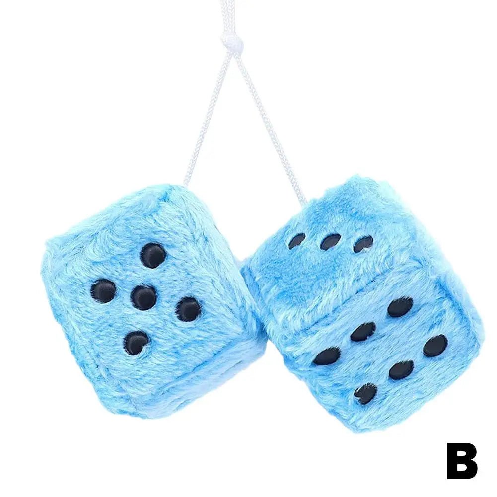 2pcs Plush Dice Car Pendant Plush Toy Cube Pendant Car Ornament Sieve Anime Car Decoration Accessories Auto Pendant - shift - knoobs