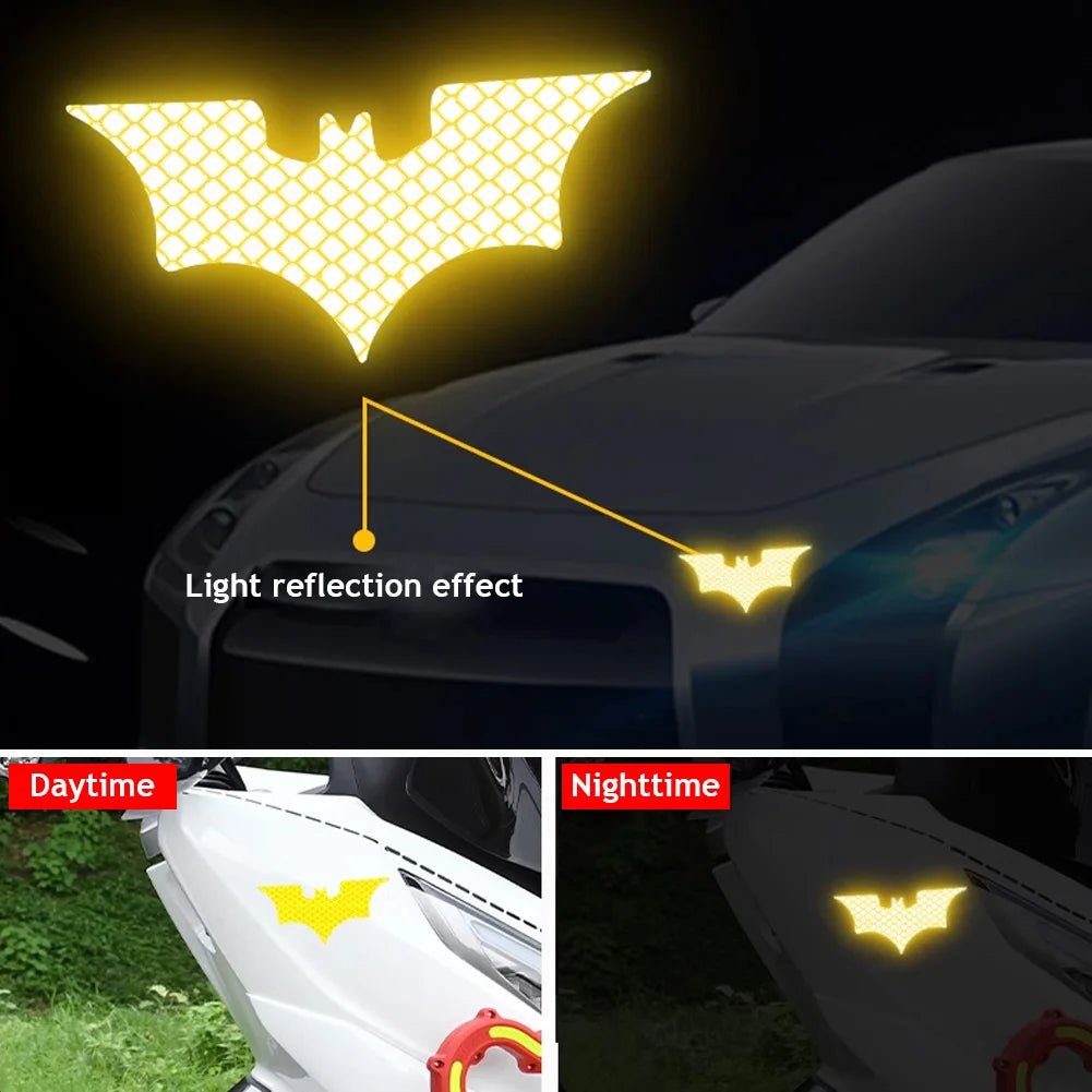 3Pcs/ Set Bat Car Reflective Sticker Electric Vehicle Warning Stickers Safely Night Helmet Decorative Decals Accessoire Voiture - shift - knoobs