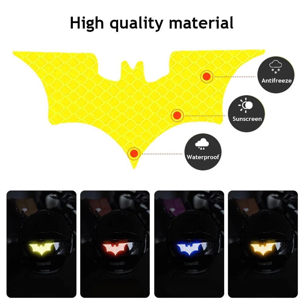 3Pcs/ Set Bat Car Reflective Sticker Electric Vehicle Warning Stickers Safely Night Helmet Decorative Decals Accessoire Voiture - shift - knoobs