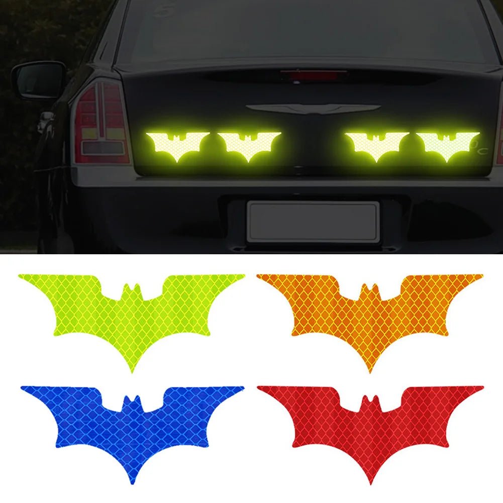 3Pcs/ Set Bat Car Reflective Sticker Electric Vehicle Warning Stickers Safely Night Helmet Decorative Decals Accessoire Voiture - shift - knoobs