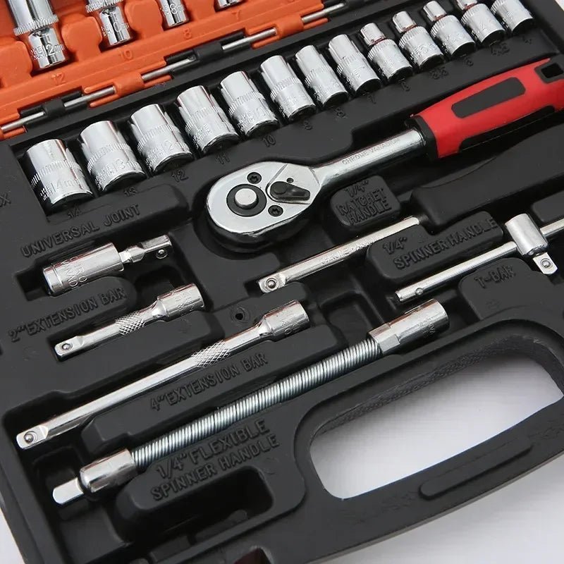 46Pcs Multi - Purpose Tool Kit Set - Comprehensive Hand Tools Kit with Wrench Socket and Precision Screwdriver - Portable Amagi - shift - knoobs
