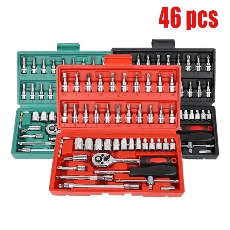 46Pcs Multi - Purpose Tool Kit Set - Comprehensive Hand Tools Kit with Wrench Socket and Precision Screwdriver - Portable Amagi - shift - knoobs