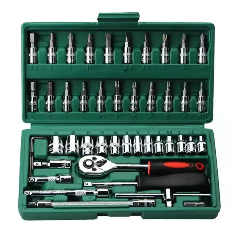 46Pcs Multi - Purpose Tool Kit Set - Comprehensive Hand Tools Kit with Wrench Socket and Precision Screwdriver - Portable Amagi - shift - knoobs