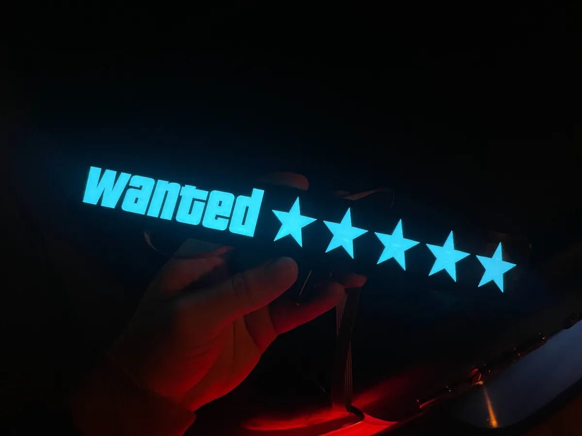 5 Stars Wanted Level Led Window/Windshield Sticker - shift-knoobs