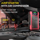 Portable Car Air Compressor & Jump Starter - 3000A Peak Power, 12V, Fast Charging, Digital Tire Inflator, LED Light, Compact Design for Gas/Diesel Engines (Copy)
