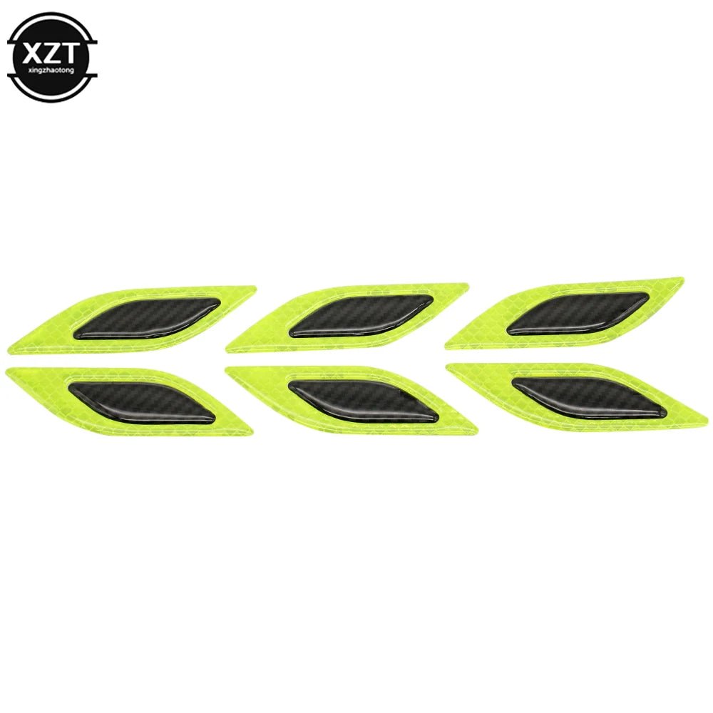 6pcs 3D Car Styling Reflective Carbon Fiber Bumper Strips Safety Warning Tape Secure Reflector Stickers Car Exterior Accessories - shift - knoobs