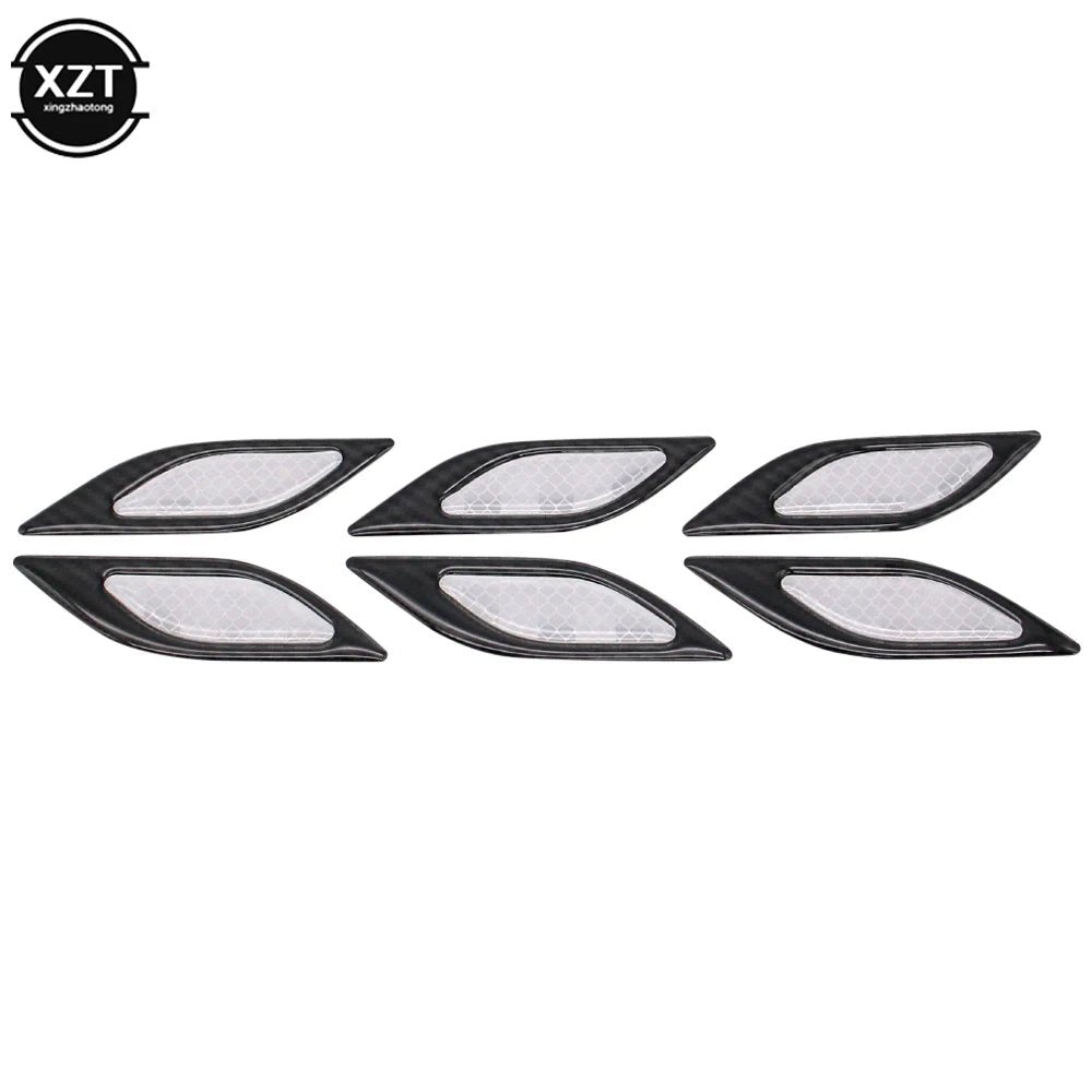 6pcs 3D Car Styling Reflective Carbon Fiber Bumper Strips Safety Warning Tape Secure Reflector Stickers Car Exterior Accessories - shift - knoobs
