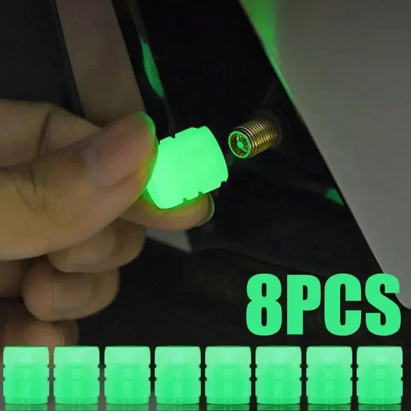 8PCS Luminous Valve Motorcycle Bicycle Bike Car Wheel Tyre Hub Cap Fluorescent Night GlowingLuminous Valve Stem Caps Decor - shift - knoobs