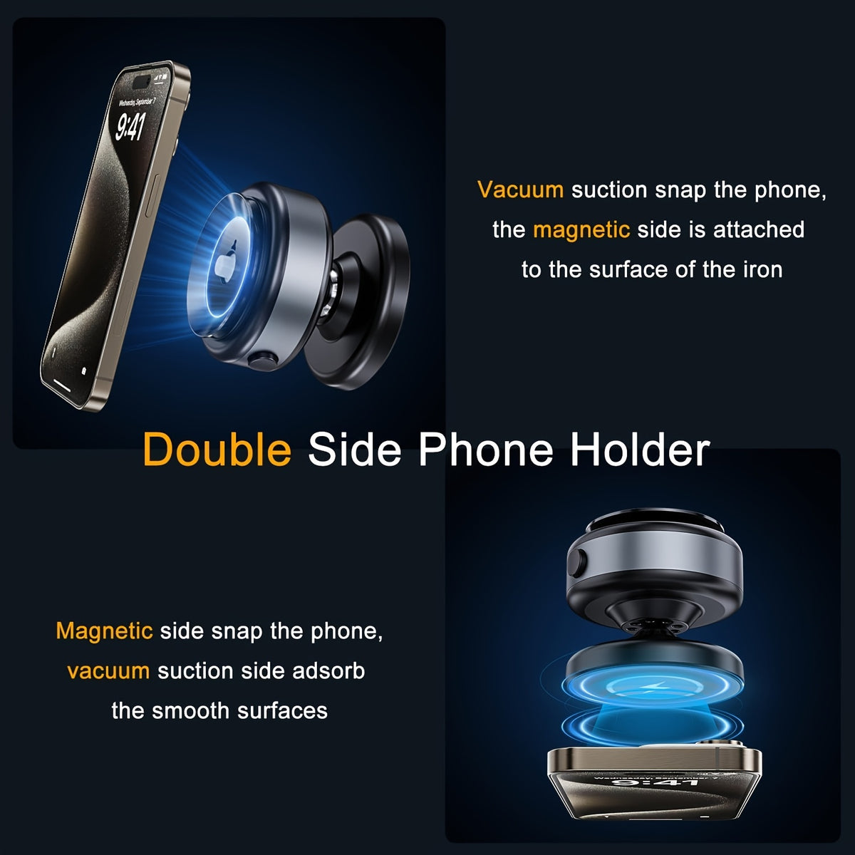 Car Mobile Phone Accessories, Car Mobile Phone Holder Base, Extendable, Electric Vacuum Suction Mobile Phone Holder, with Powerful Magnetic Suction Function, Free Magnetic Suction Accessories, Extended Connecting Rod, Automat