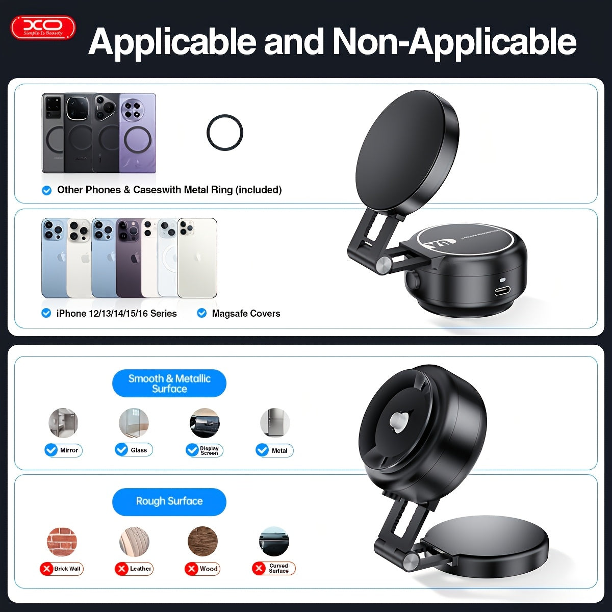 Car Mobile Phone Accessories, Car Mobile Phone Holder Base, Extendable, Electric Vacuum Suction Mobile Phone Holder, with Powerful Magnetic Suction Function, Free Magnetic Suction Accessories, Extended Connecting Rod, Automat