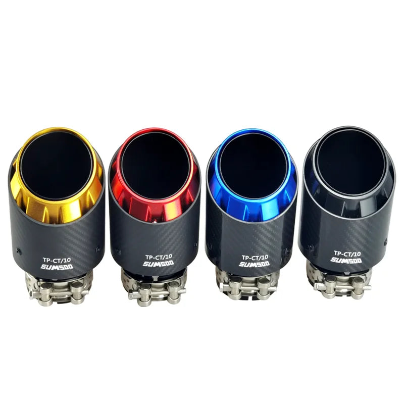 SUMSOO genuine new design cool style 3 layers carbon fiber + balck stainless modified car exhaust tip silenciador coche