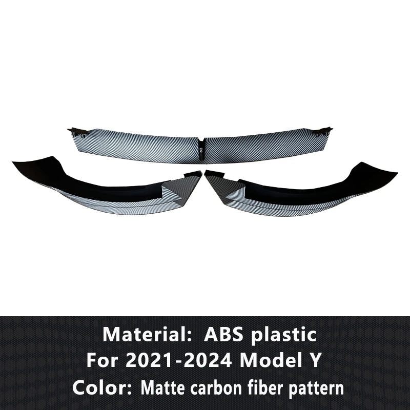 For 2021-2024 Tesla Model 3/Y Deflector Front Bumper Lip Chin Guard Trim Styling Cover Modified Body Kit Diffuser Accessories