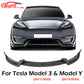 Front Bumper Lip 3Pcs For Tesla Model Y 2020-2024 For Tesla Model 3 2017-2023 Front Bumper Lip Splitter Spoiler, V Style