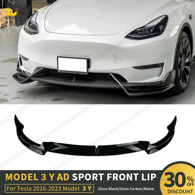 For Tesla Model 3 Y 2016-2023 Front Lip Sport Bumper Spoiler Model 3 Model Y Auto Accessories AD Sport Body Kit Gloss Matte