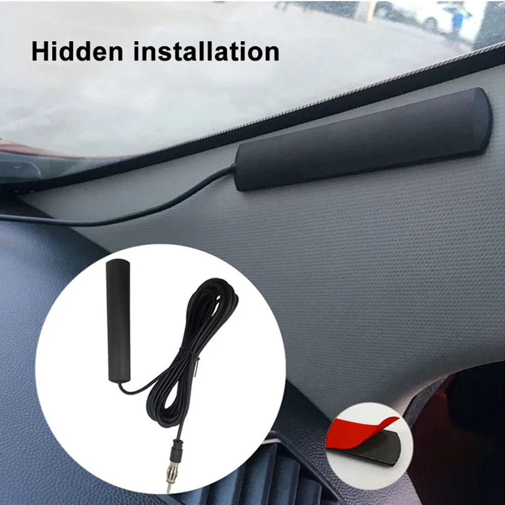 DC 5-12V Car Hidden Amplified Antenna 3 Meter Car Electronic Radio Antenna Car Radio Patch Aerial for Car Truck Motorcycle Boat