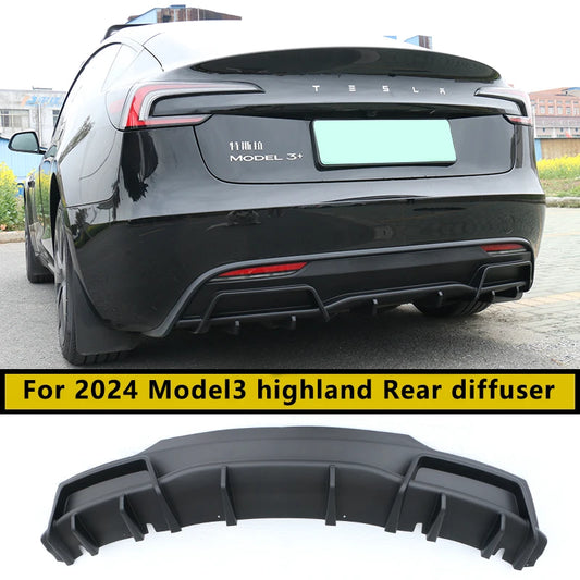 For Tesla 2024 Model3 highland Body Kit Carbon fiber pattern Rear Diffuser  Posterior Lip Overlay type Appearance car Accessoris