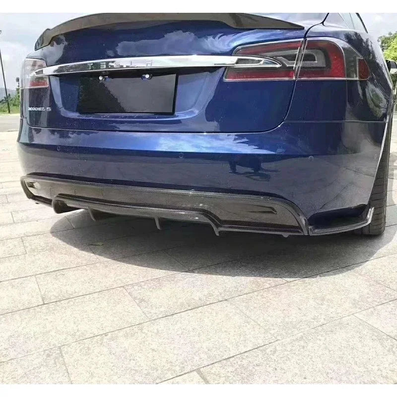 For Tesla Model S 2017  Carbon Fiber Back lip Car Bumper Diffuser Rear Splitters Spoiler Car Accessories body kit