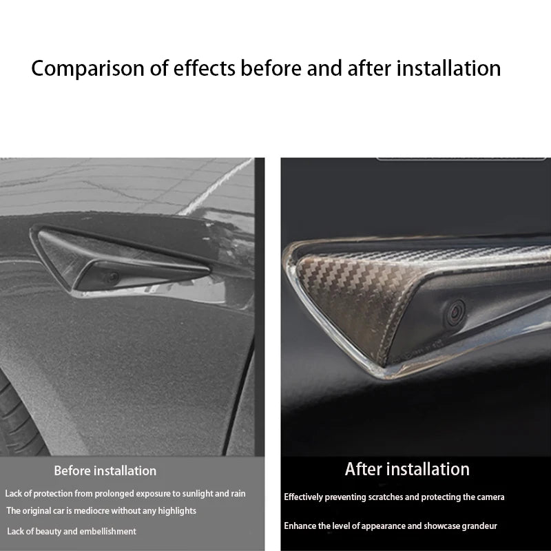 For Tesla Model 3/Y Side Camera Protection Cover Carbon Fiber Fender Trim Cover Car Modification Accessories Tesla 2017-2023