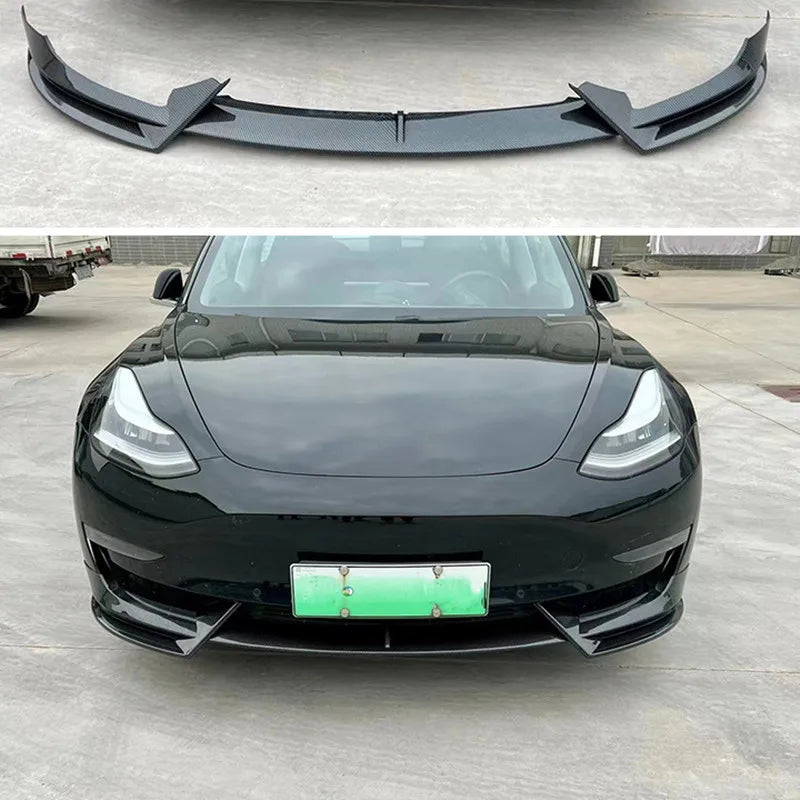 For Tesla Model 3 Y 2017-2023  Front Lip AD Body Kit Glossy Black Sport Bumper Spoiler Model 3 Model Y Auto Accessories