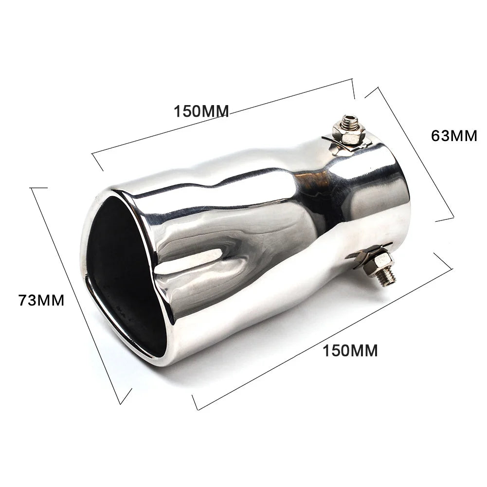 Dual/Single Exhaust Tip Inlet Bolt-on Square Round Edge Tailpipe Muffler Tip Double Outlets Tailpipe Replacement Accessory ﻿