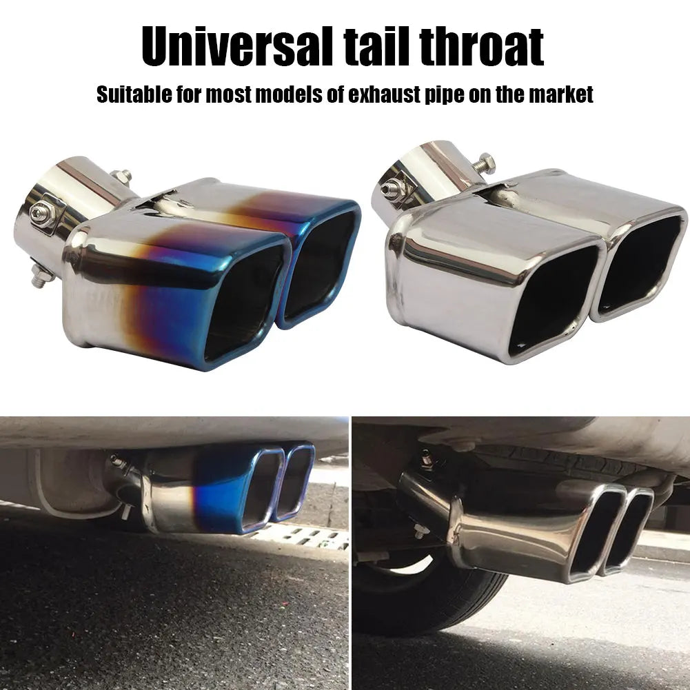 Dual/Single Exhaust Tip Inlet Bolt-on Square Round Edge Tailpipe Muffler Tip Double Outlets Tailpipe Replacement Accessory ﻿