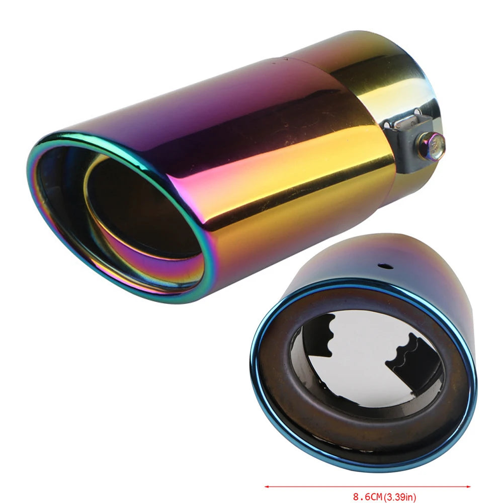 Dual/Single Exhaust Tip Inlet Bolt-on Square Round Edge Tailpipe Muffler Tip Double Outlets Tailpipe Replacement Accessory ﻿