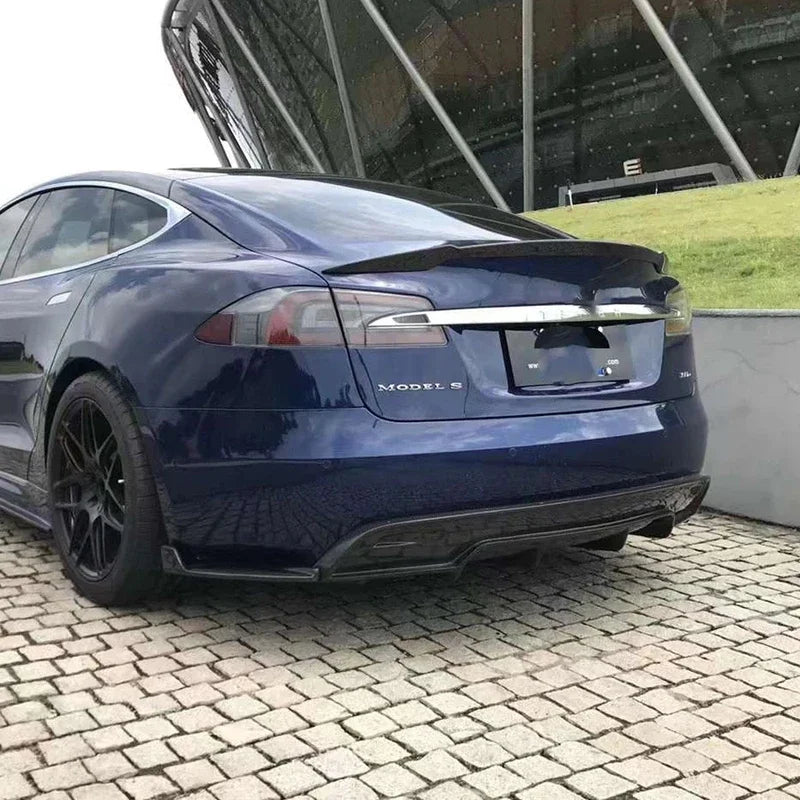 For Tesla Model S 2017  Carbon Fiber Back lip Car Bumper Diffuser Rear Splitters Spoiler Car Accessories body kit