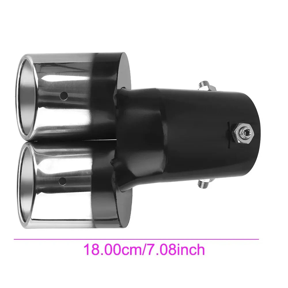 Universal Curved Double Outlet Car Exhaust Trim Muffler Pipe Tail Car Decoration Chrome Tail Pipe Stainless Steel Car Styling