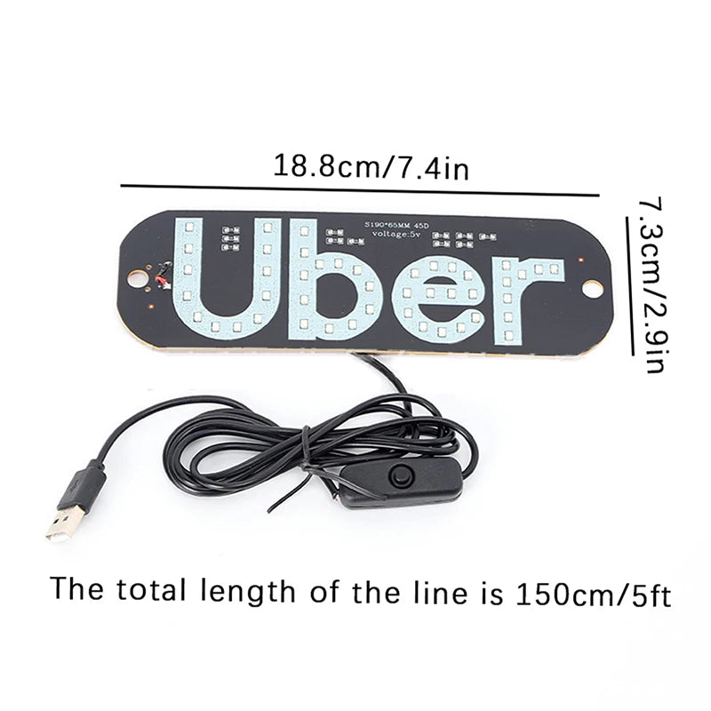 Light Sign For Car, Light Decal For Car Windshield With Suction Cups, Taxi Sign Light, Cab Indicator Lamp, Cigarette Lighter/USB