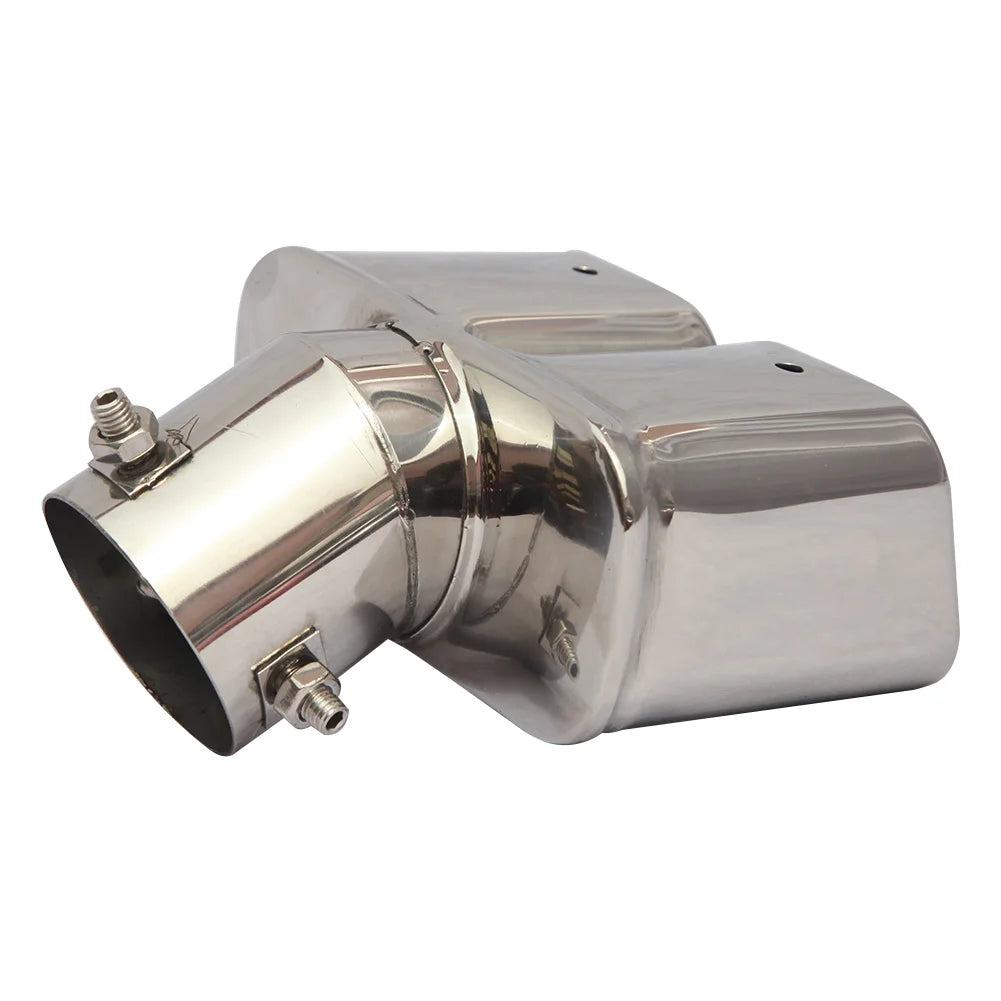 Dual/Single Exhaust Tip Inlet Bolt-on Square Round Edge Tailpipe Muffler Tip Double Outlets Tailpipe Replacement Accessory ﻿