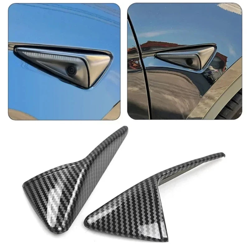 For Tesla Model 3/Y Side Camera Protection Cover Carbon Fiber Fender Trim Cover Car Modification Accessories Tesla 2017-2023