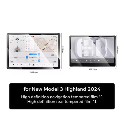Tempered Glass Film Protector for New Tesla Model 3 Y Highland 2024 Rear Row Center Control Touch Screen Protective Film