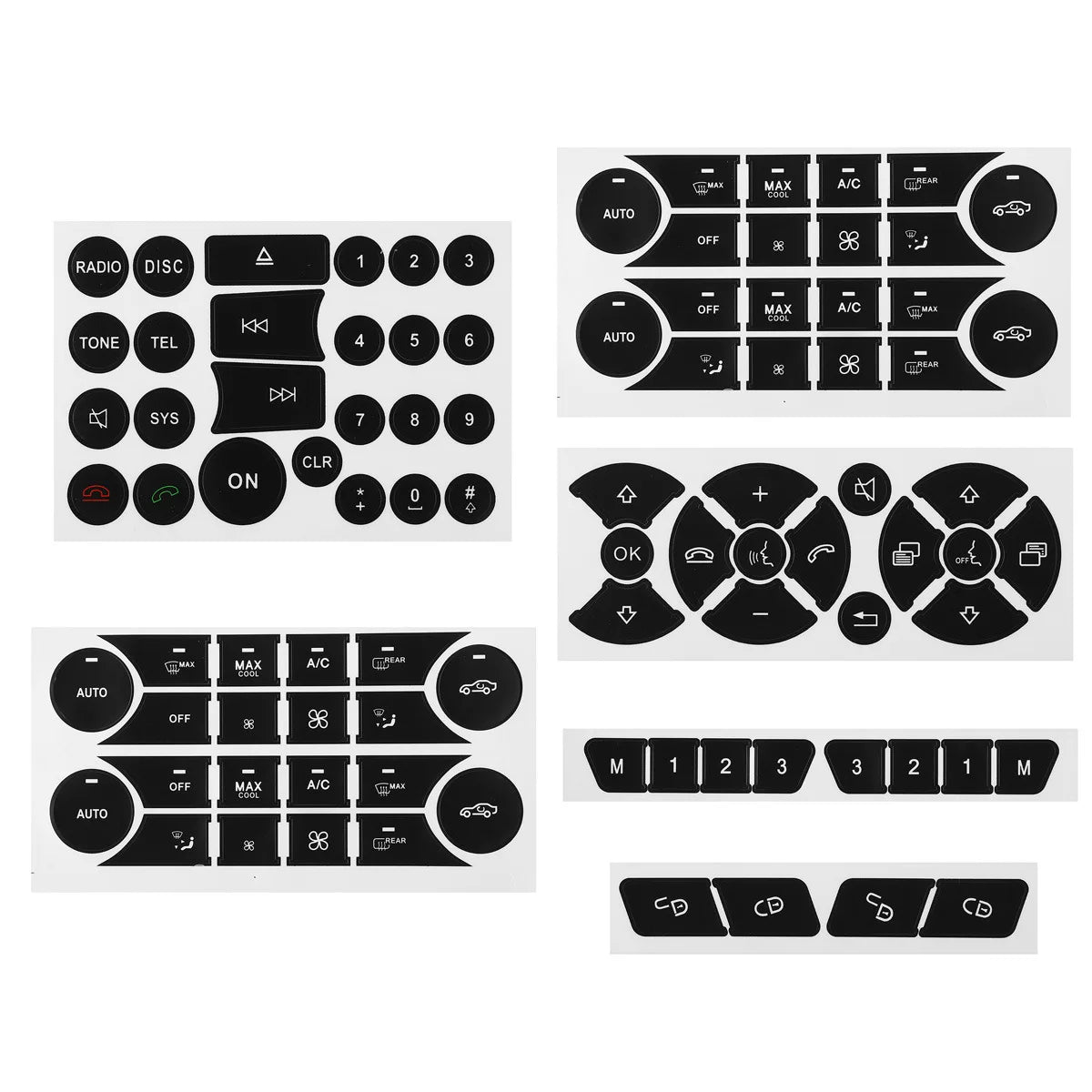 For Mercedes Benz GLK350 C Class CLS C218 SLK W172 W204 W212 W218 W207 W220 Black Car Button Repair Sticker Decals Stickers